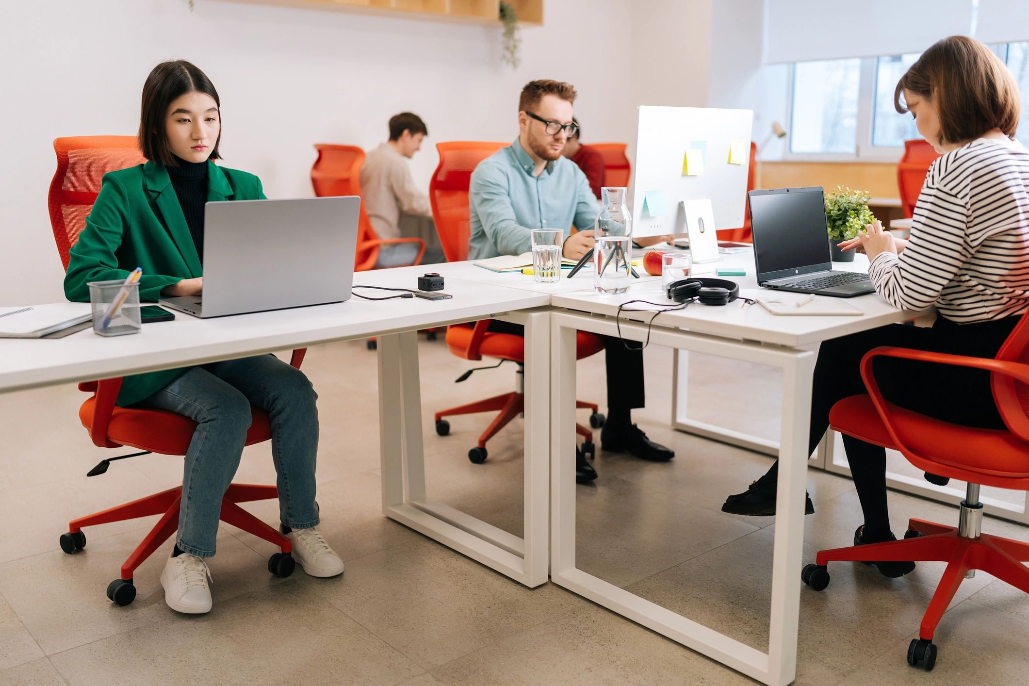 Startup team working together in a coworking space